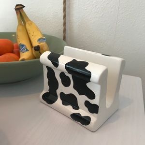 Cow Print Home Decor Napkin Holder Hand Painted